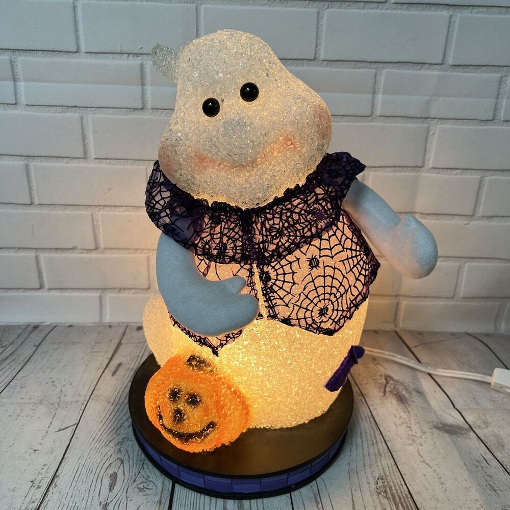 Vintage Halloween 12”x8” Lighted Friendly Ghost Lamp Decoration